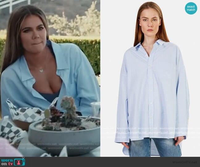 Drop Neck Oxford Shirt by R13 worn by Khloe Kardashian on Keeping Up with the Kardashians