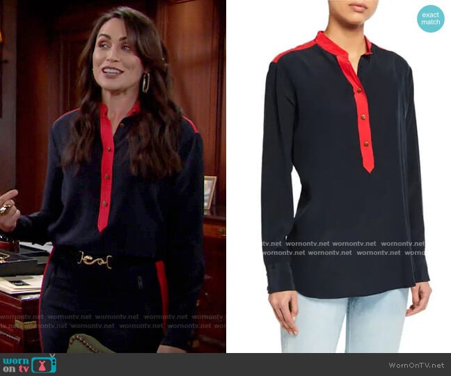 Rag & Bone Scarlet Blouse worn by Quinn Fuller (Rena Sofer) on The Bold and the Beautiful