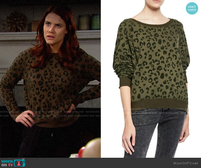 Rails Theo Leopard Sweatshirt worn by Sally Spectra (Courtney Hope) on The Bold and the Beautiful