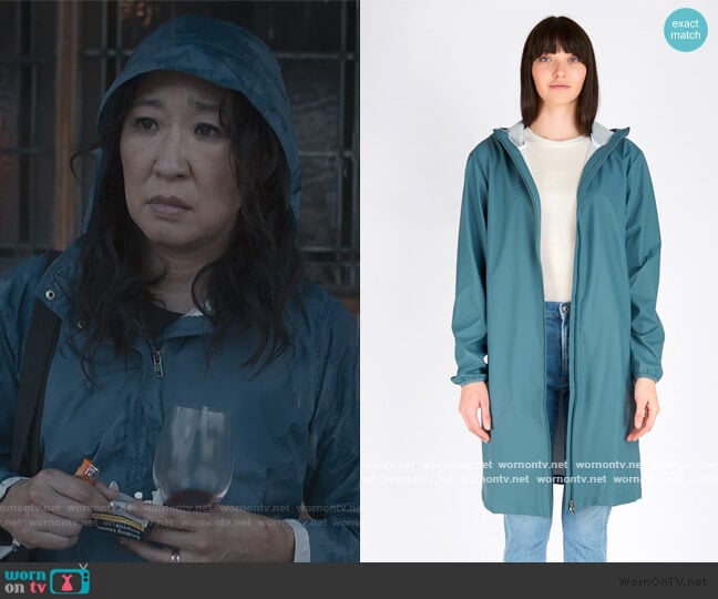 Base Jacket in Pacific by Rains worn by Eve Polastri (Sandra Oh) on Killing Eve