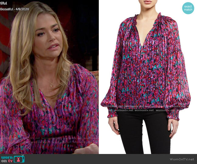 Ramy Brook Luanne Blouse in Passion Combo worn by Shauna Fulton (Denise Richards) on The Bold and the Beautiful