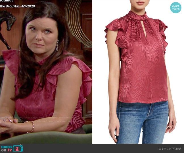 Rebecca Taylor Sleeveless Swirl Jacquard Ruffle Top worn by Katie Logan (Heather Tom) on The Bold and the Beautiful