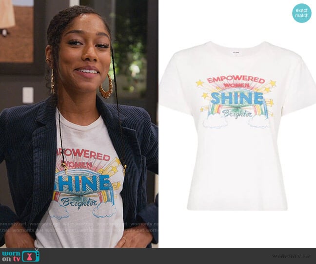 Shine graphic print T-shirt re/done worn by Drea Barris (Iman Benson) on BlackAF