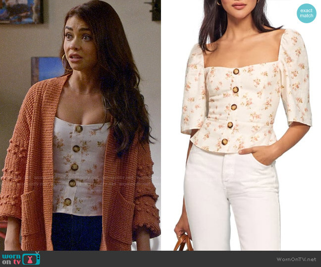 Reformation Augusta Top in Mildred worn by Haley Dunphy (Sarah Hyland) on Modern Family