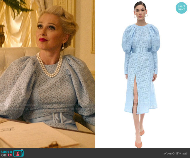 Rotate Eyelet Lace Midi Dress worn by  Gloria Grandbilt (Katherine LaNasa) on Katy Keene