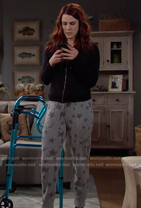 Sally’s gray star print sweatpants on The Bold and the Beautiful