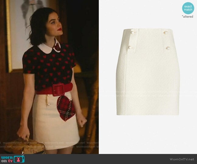 Dayna Button-Front Tweed Mini Skirt by Sandro worn by Katy Keene (Lucy Hale) on Katy Keene