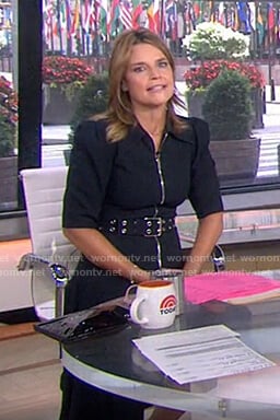 Savannah’s black zip front belted dress on Today
