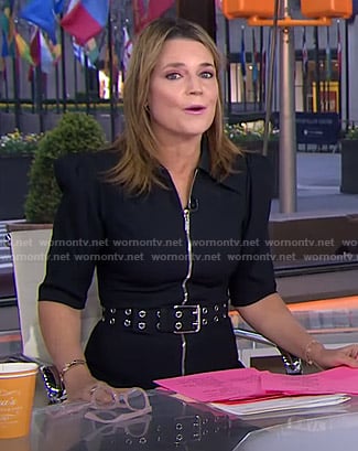 Savannah’s black zip front belted dress on Today