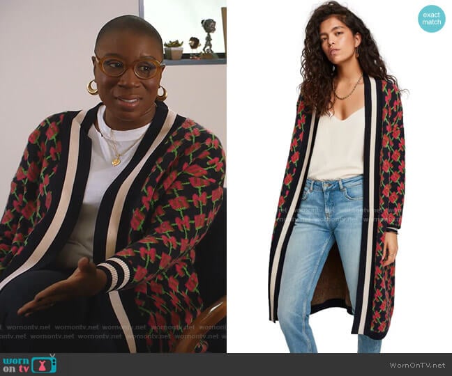 Long Cardigan Allover Logo Print Combo N by Scotch & Soda worn by Henrietta Wilson (Aisha Hinds) on 9-1-1