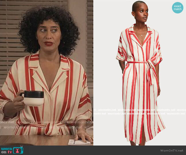 Scotch & Soda Viscose Satin Shirt Dress worn by Rainbow Johnson (Tracee Ellis Ross) on Black-ish