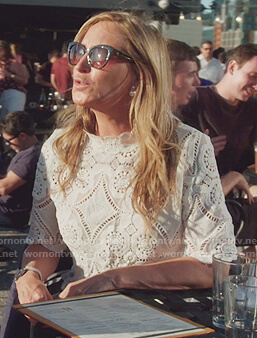 Sonja’s white lace top on The Real Housewives of New York City