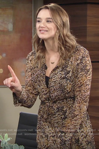 Summer's snake print midi shirtdress on The Young and the Restless