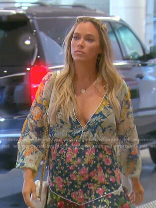 Teddi's mixed floral print mini dress on The Real Housewives of Beverly Hills