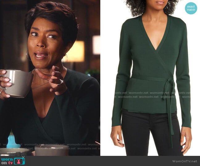 Gworji Long Sleeve Wrap Sweater by Ted Baker worn by Athena Grant (Angela Bassett) on 9-1-1