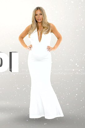 Teddi's white halter neck gown on The Real Housewives of Beverly Hills Opening Credits