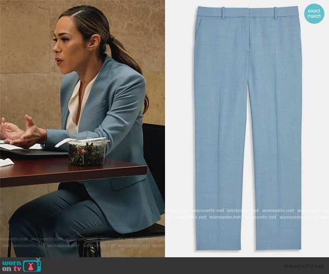 Treeca Pant In Sleek Flannel by Theory worn by Emily Lopez (Jessica Camacho) on All Rise