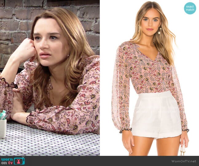 Velvet by Graham & Spencer Mel Blouse in Pink worn by Summer Newman (Hunter King) on The Young and the Restless