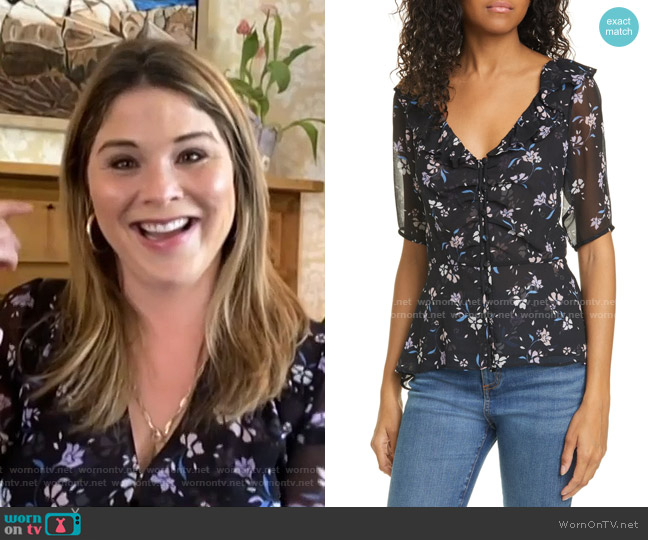 Ayia Silk Chiffon Blouse by Veronica Beard worn by Jenna Bush Hager on Today