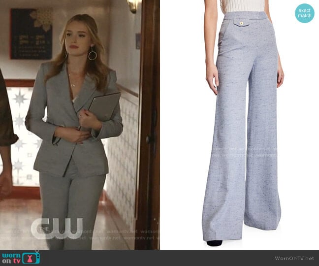 Antonio High-Rise Wide-Leg Pants by Veronica Beard worn by Kirby Anders (Maddison Brown) on Dynasty