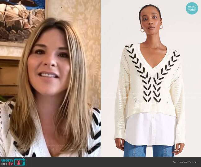 Edwin Mixed-Media Sweater by Veronica Beard worn by Jenna Bush Hager on Today