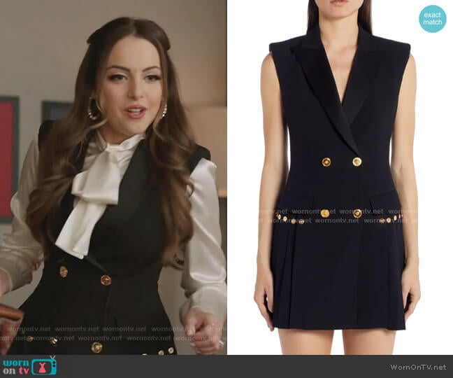 Medusa Button Pleated Minidress by Versace worn by Fallon Carrington (Elizabeth Gillies) on Dynasty