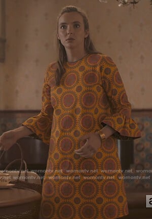 Villanelle’s yellow geometric print dress on Killing Eve