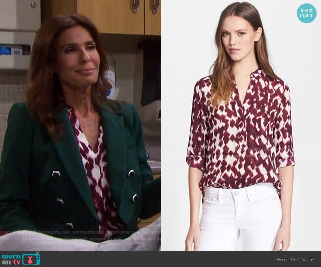 Ikat Print Blouse by Vince worn by Hope Williams (Kristian Alfonso) on Days of our Lives