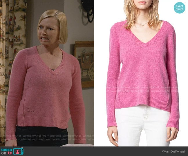 Sourca Cashmere Sweater by Zadig & Voltaire worn by Jill Kendall (Jaime Pressly) on Mom