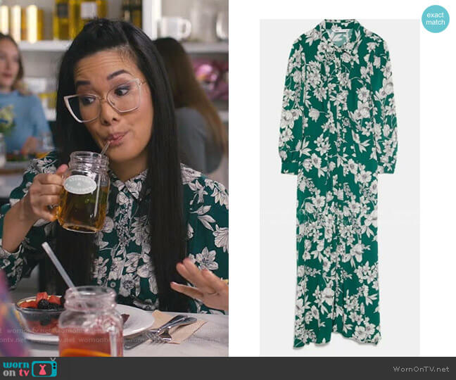 Printed Shirt Dress by Zara worn by Doris (Ali Wong) on American Housewife