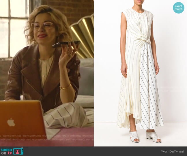 Twist-Front Striped Poplin Maxi Dress by 3.1 Phillip Lim worn by Pepper Smith (Julia Chan) on Katy Keene