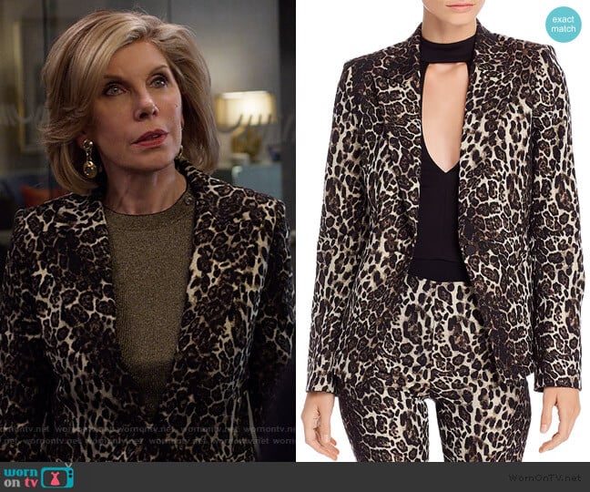 Toby Leopard Jacquard Blazer by Alice + Olivia worn by Diane Lockhart (Christine Baranski) on The Good Fight