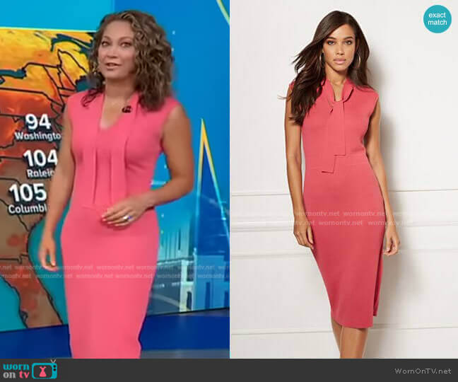 WornOnTV: Ginger’s pink tie neck dress on Good Morning America | Ginger ...