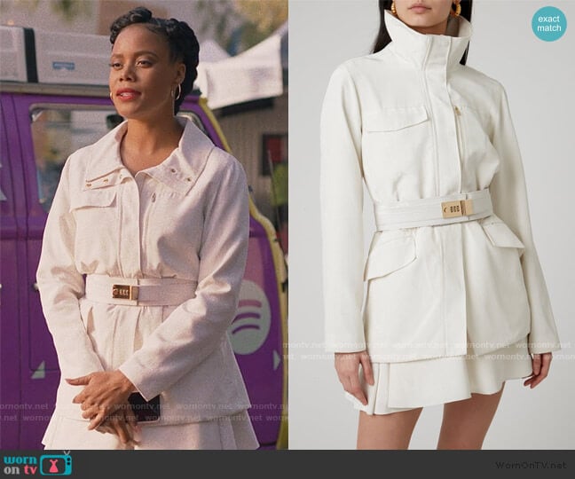 Parka Faille Mini Dress and Belt by Brandon Maxwell worn by Condola (Christina Elmore) on Insecure