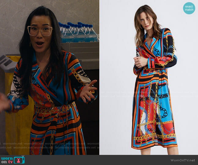 Chain Print Dress by Zara worn by Doris (Ali Wong) on American Housewife