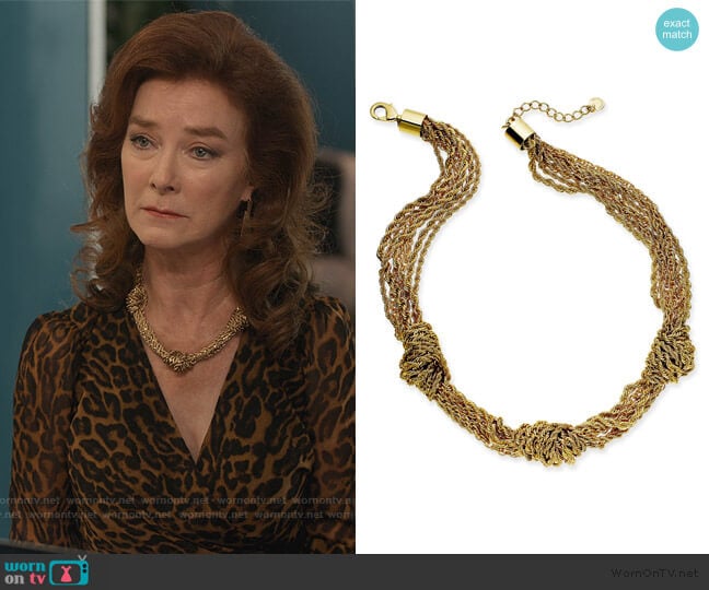 Gold-Tone Multi-Chain Knotted Collar Necklace by Charter Club worn by Lorna Harding (Valerie Mahaffey) on Dead to Me