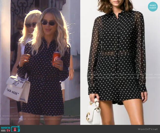 Polka Dot Silk Playsuit by Christian Dior worn by Dorit Kemsley on The Real Housewives of Beverly Hills