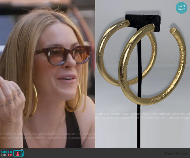 Liquid Gold Thin Hoops by EBJ worn by Leah McSweeney on The Real Housewives of New York City