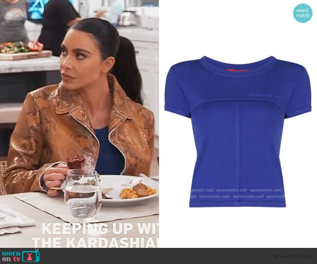 Tonal Print Logo T-shirt by Eckhaus Latta worn by Kim Kardashian  on Keeping Up with the Kardashians