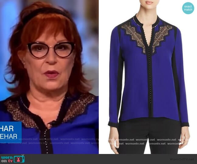 Denise Lace Trim Blouse by Elie Tahari worn by Joy Behar on The View