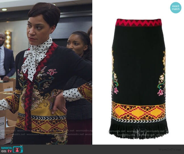 Woven Skirt by Etro worn by Lucca Quinn (Cush Jumbo) on The Good Fight