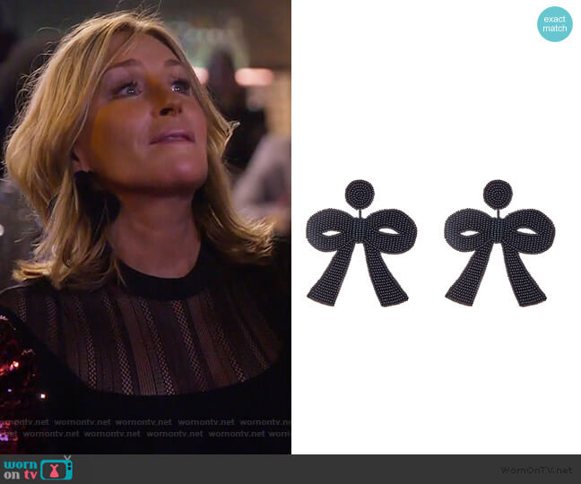 Large Black Bow Earrings by Haute worn by Sonja Morgan on The Real Housewives of New York City