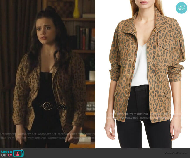 Spring Cheetah Service Jacket by Frame worn by Maggie Vera (Sarah Jeffery) on Charmed