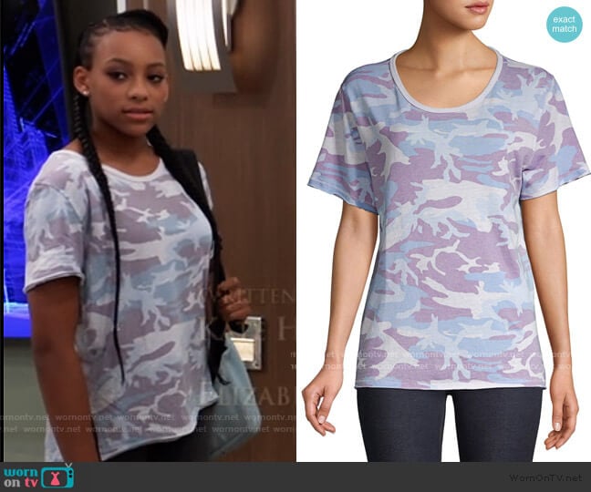 Army Tee by Free People worn by Trina (Sydney Mikayla) on General Hospital