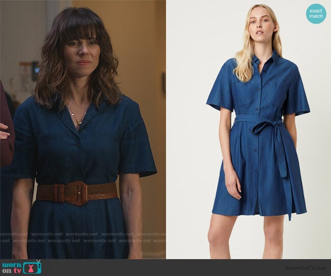 Leila Ixie Button Shirtdress by French Connection worn by Judy Hale (Linda Cardellini) on Dead to Me