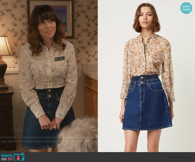 Leona Two Tone Skirt by French Connection worn by Judy Hale (Linda Cardellini) on Dead to Me