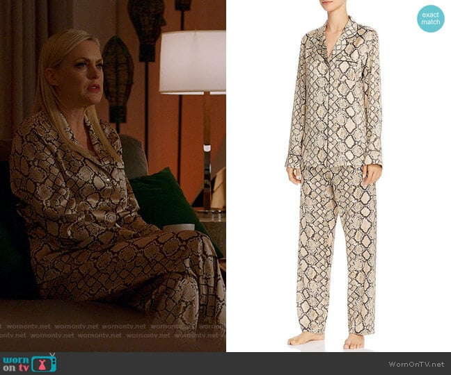 Python Print Long Silk Pajama Set by Ginia worn by Alexis Carrington (Elaine Hendrix) on Dynasty