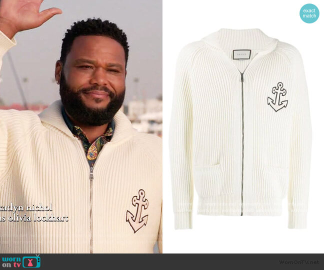 Anchor-patch Zipped Sweatshirt by Gucci worn by Andre Johnson (Anthony Anderson) on Black-ish