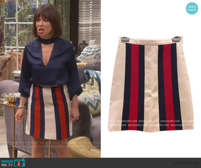 Stripe Mini Skirt by Gucci worn by Elizabeth (Natasha Leggero) on Broke