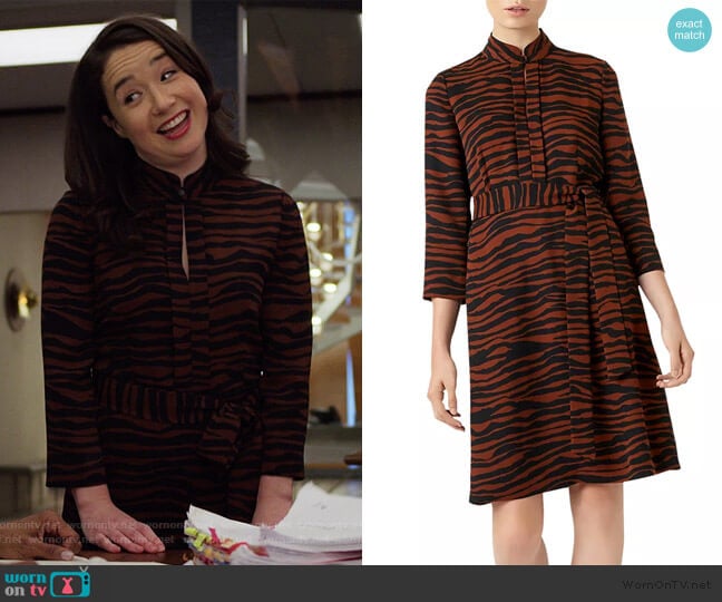 Lois Zebra Print Dress by Hobbs London worn by Marissa Gold (Sarah Steele) on The Good Fight